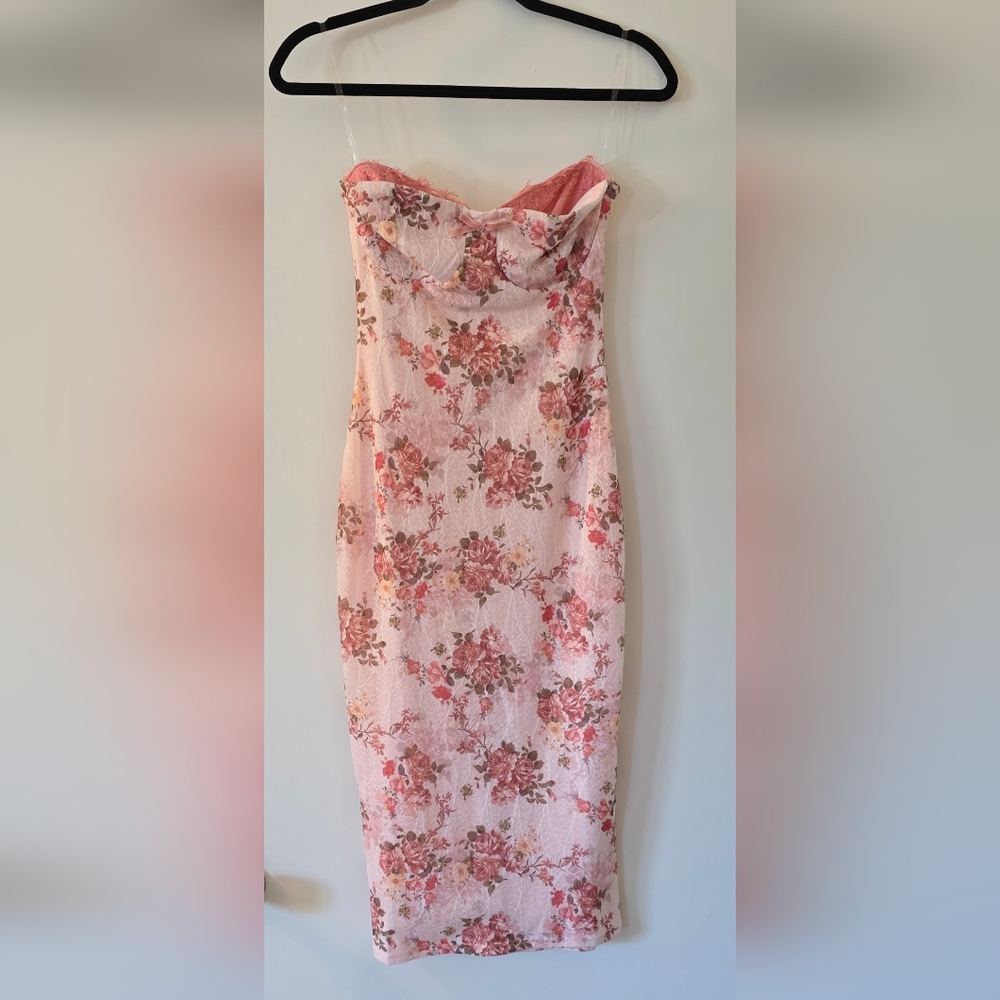 Windsor Pink Floral Strapless Dress